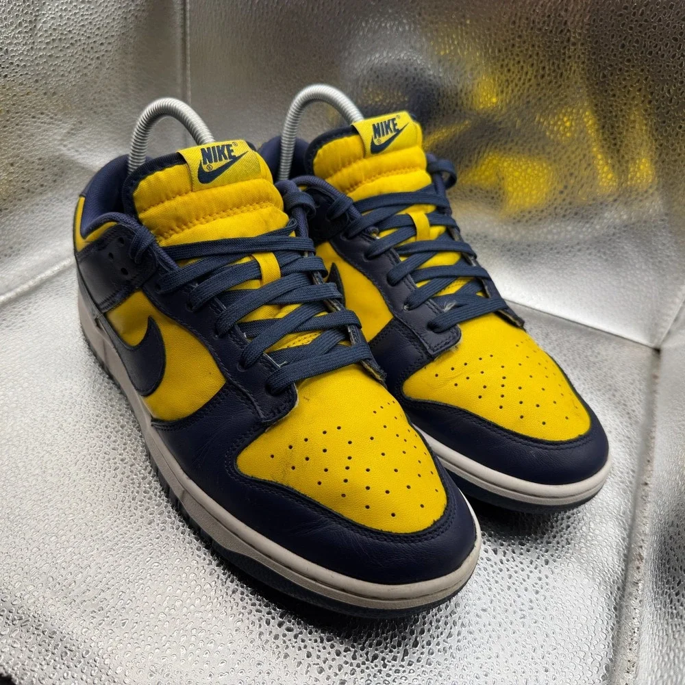Size 10 Nike Dunk Low Michigan Varsity Maze Midnight‎ Navy Mens Shoes DD1391-700